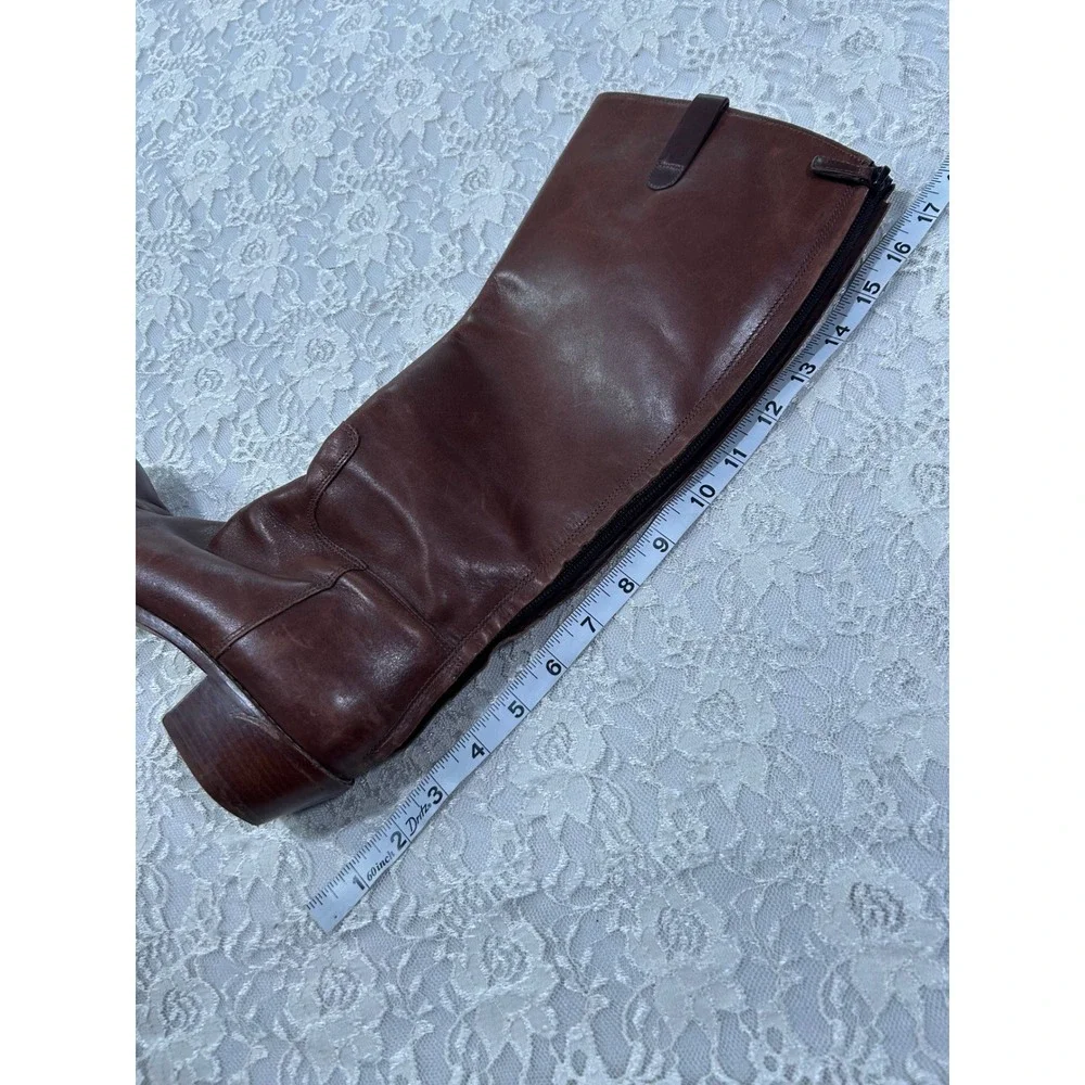 Cole Haan Welsey Brown Leather Knee High Riding Boots 6B Fall Preppy Minimalist